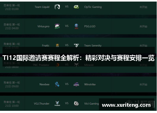 TI12国际邀请赛赛程全解析：精彩对决与赛程安排一览